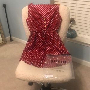 SHEIN red polka dot vneck dress with buttons